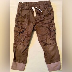 Boy's Cat & Jack Green Cargo Pants 2T Stretchy Ankle Cuffs & Reinforced Knees